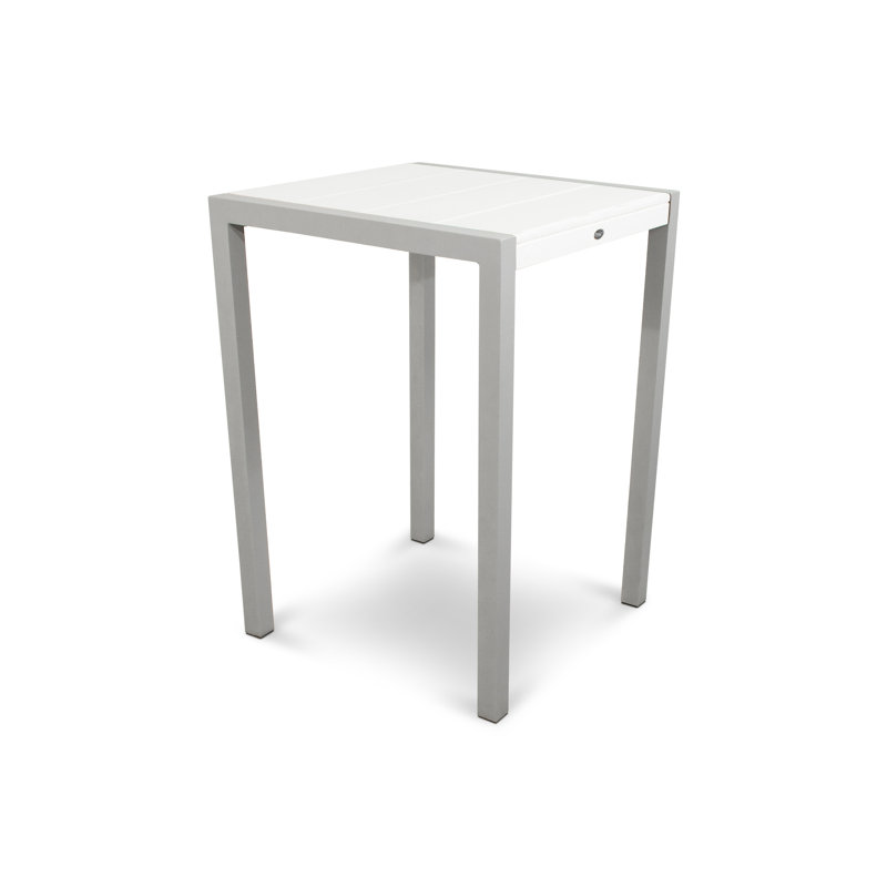 Table de bar POLYWOOD Surf City, Argent texturé / Blanc classique, 30 po x 30 po