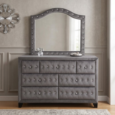 Gray Velvet Dresser