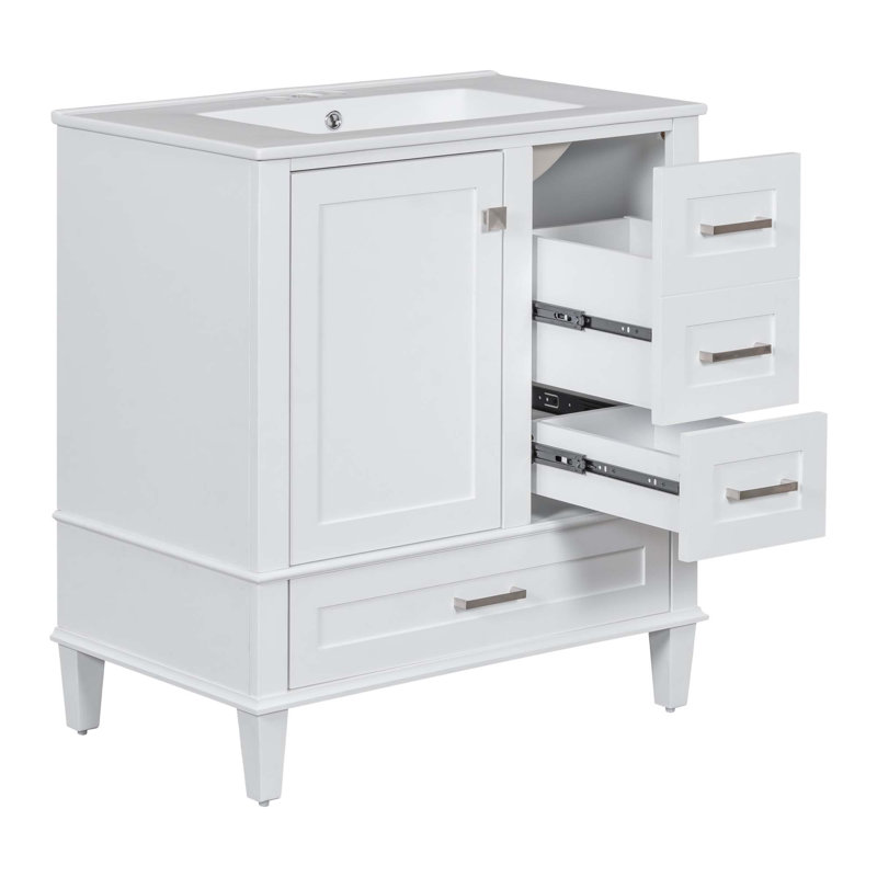 Ensemble de meuble-lavabo moderne 30 po avec meuble-lavabo 30 po, Blanc