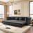 89" Velvet Upholstered Chesterfield Sofa King-Size Pull-Out Sofa Bed, Convertible Sleeper Couch with 4 Pillows, Gray-1286770924