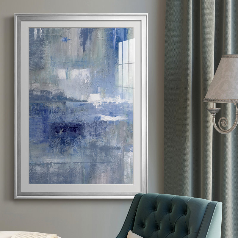 " Bay View Indigo " Painting Print, Silver, 30.5" H x 42.5" W x 1.5" D