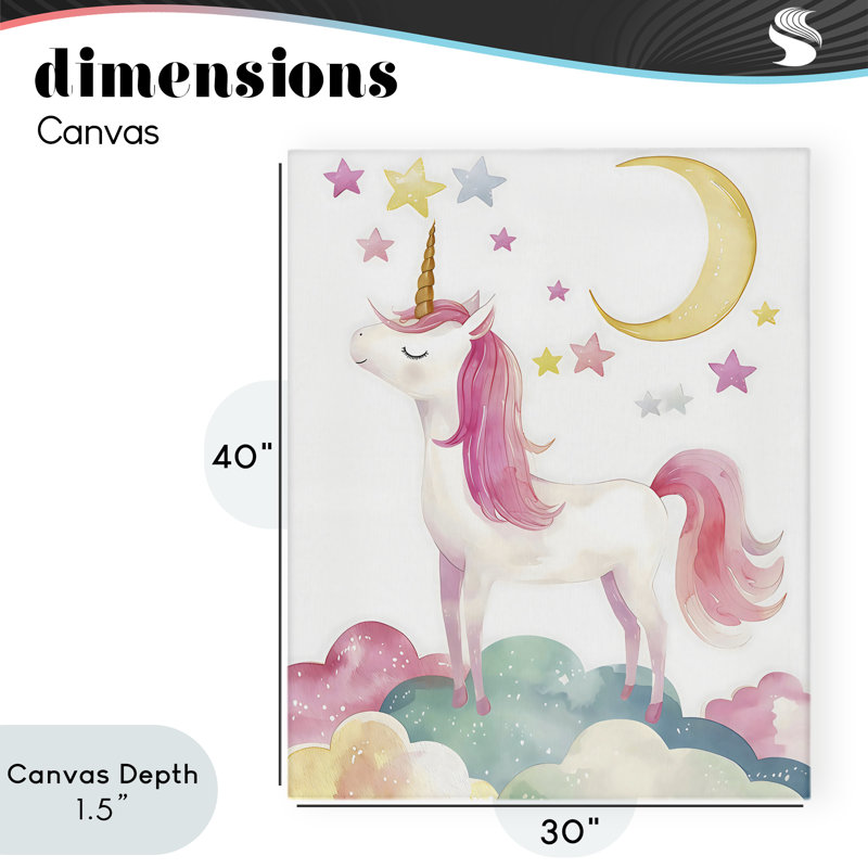 Toile de licorne debout sur des nuages, conception par Creative Studio, H 40 po x l 30 po