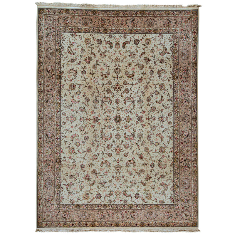 Tapis ivoire noué à la main de haute qualité