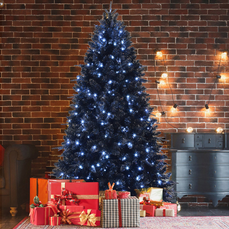 Arbre de Noël de 7 pi avec 450 lumières DEL blanches, PVC PE luxueux à 1916 pointes, conception à charnières pour une installation et une stabilité faciles
