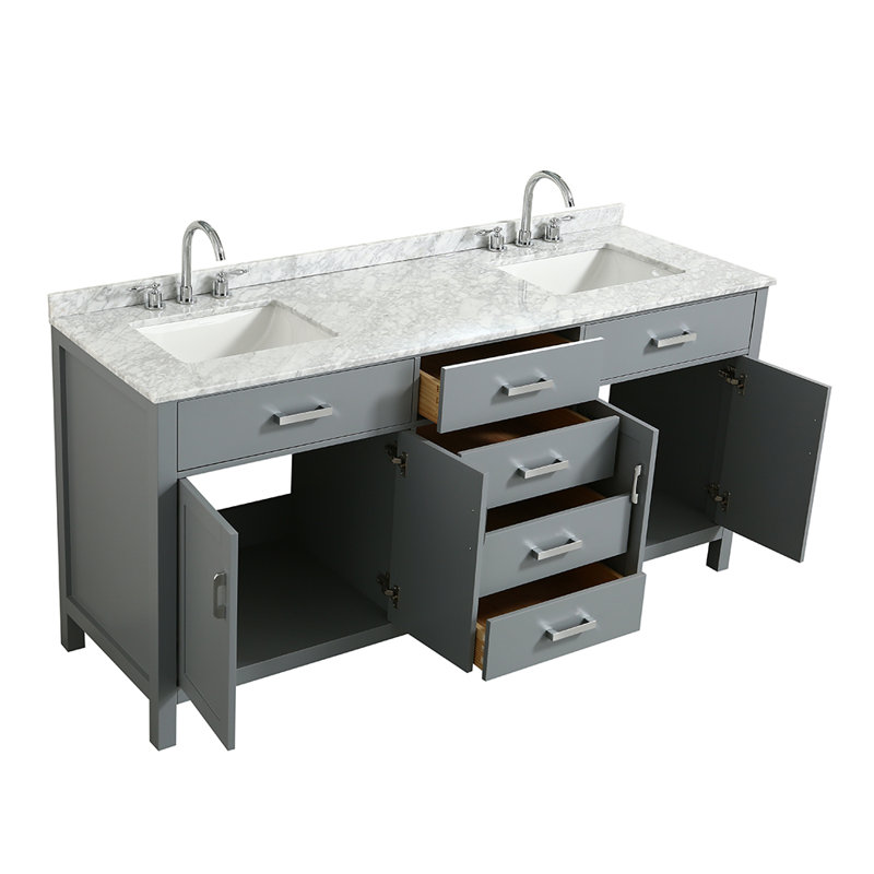 Ensemble de meuble-lavabo double 73 po Bristol, Gris