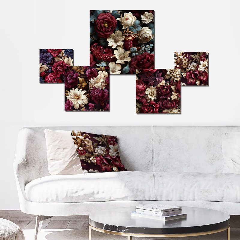 Laine - ensemble d'art mural floral de 5