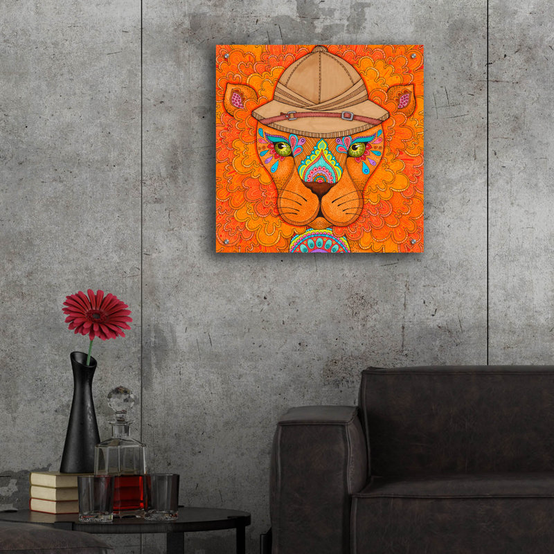 Art mural en verre acrylique Jungle Safari 2 'par Hello Angel, H 24 po x l 24 po x P 0,2 po