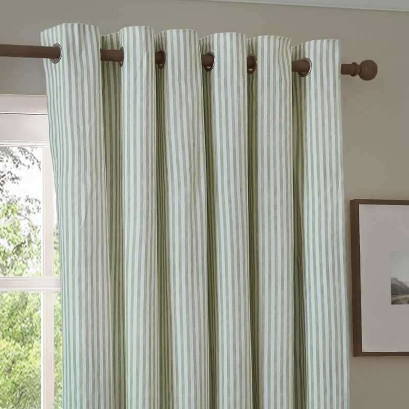 Hebden 100% Cotton Blackout Curtain Panel Pair, 229cm Width x 183cm Drop, Light Green