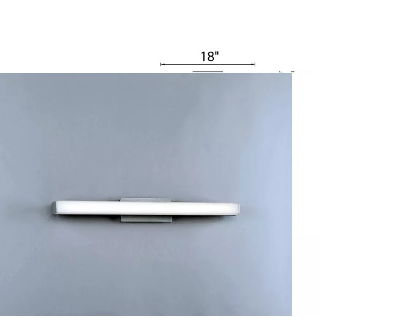 Brink 1 - Light LED Bath Bar, 3.75" H x 18" W x 2.75" D, Brushed Aluminum, 2700K