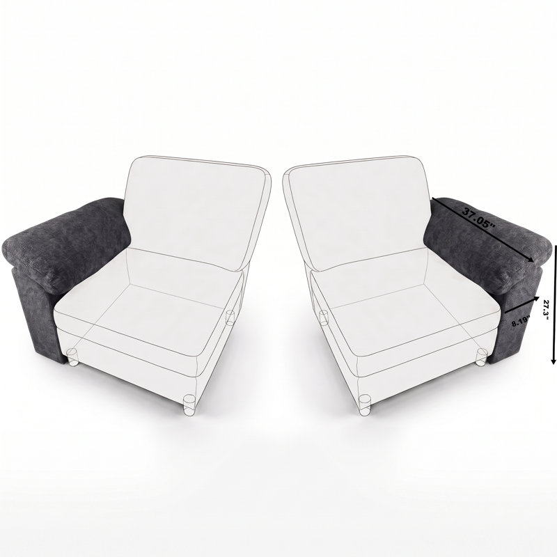 Happel Upholstered 8.19 " L-Shaped Sectional, Dark Grey