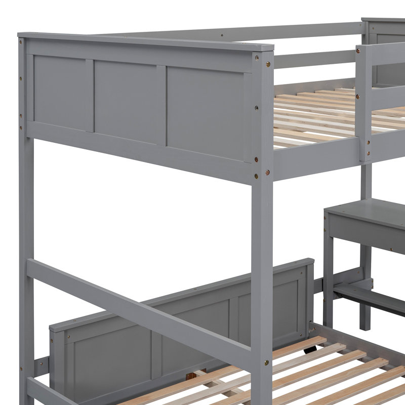 Lit superposé avec bureau, Gris