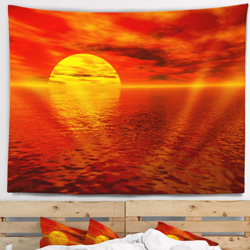 Tapisserie «Seashore Sun Falling to Yellow Ocean», H 32 po x l 39 po