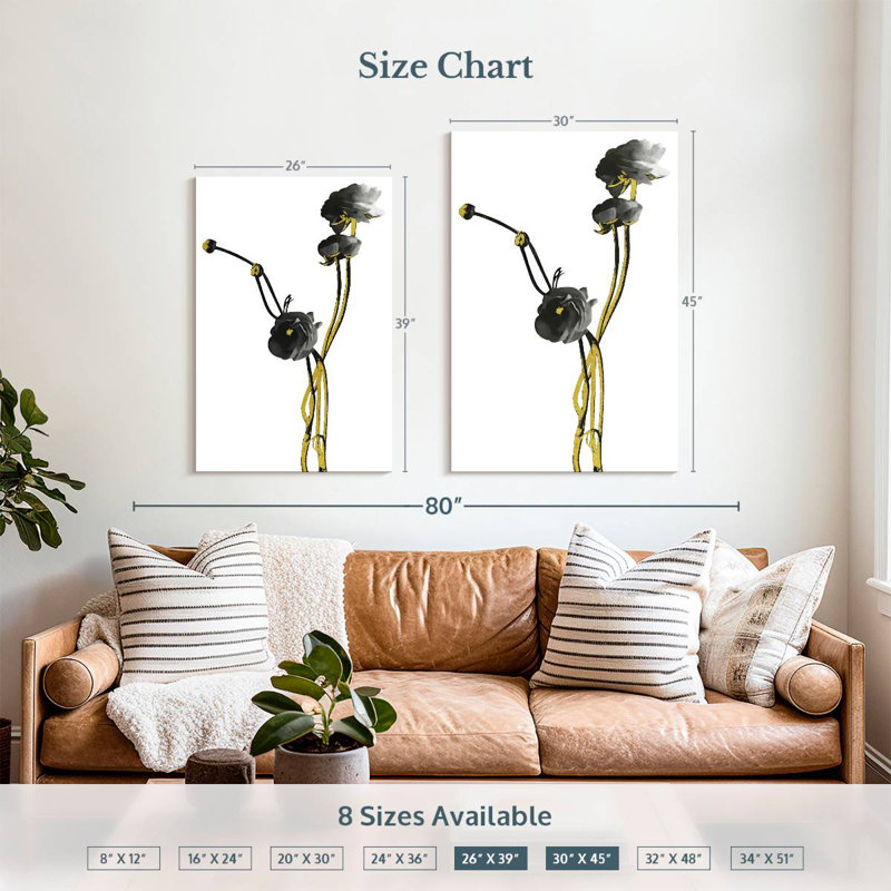Harnek Flower Minimal Black and Gold I, 39" H x 26" W