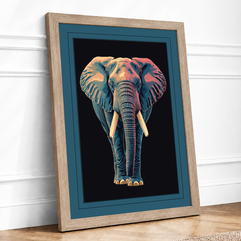 Luminous Elephant Modern - Framed Print, A1 - 84.1 x 59.4 cm, Oak