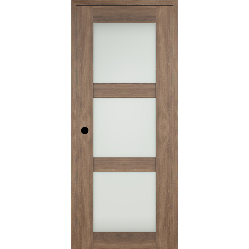 Porte pré-suspendue simple en bois manufacturé et vitré Avon 3 Lite DIY-FRIENDLY, 31,75 po x 79,37 po, Pacane, Droite