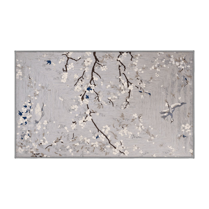 Machine Washable Gray Area Rug, Rectangle 7' x 10'