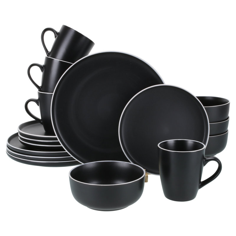 White Ceramic 16-Piece Dinnerware Set with Semi-Matte Finish