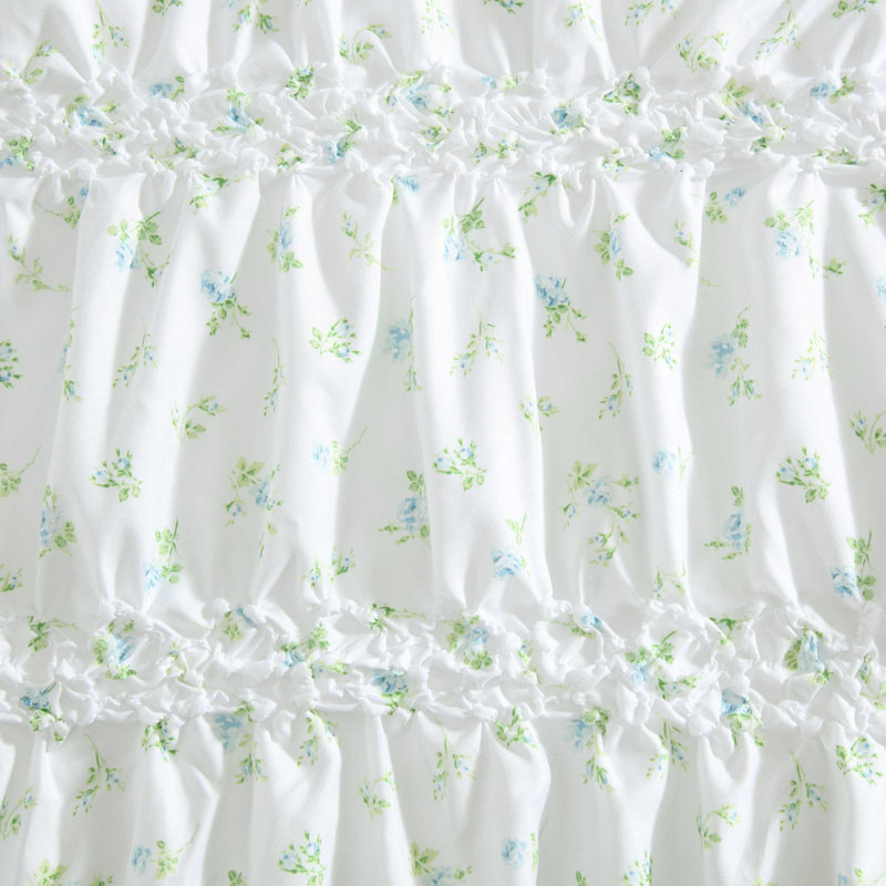 Ensemble d'édredon réversible bleu Laura Ashley Rosebuddies, Édredon pour lit simple TG + 1 taie décorative