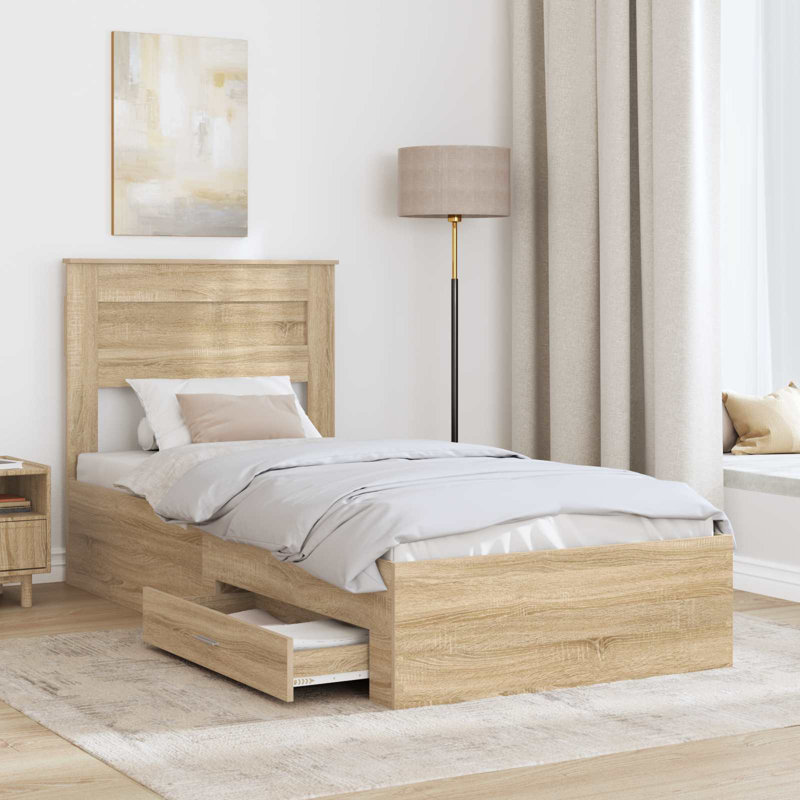 Bed, Silver/Sonoma Oak