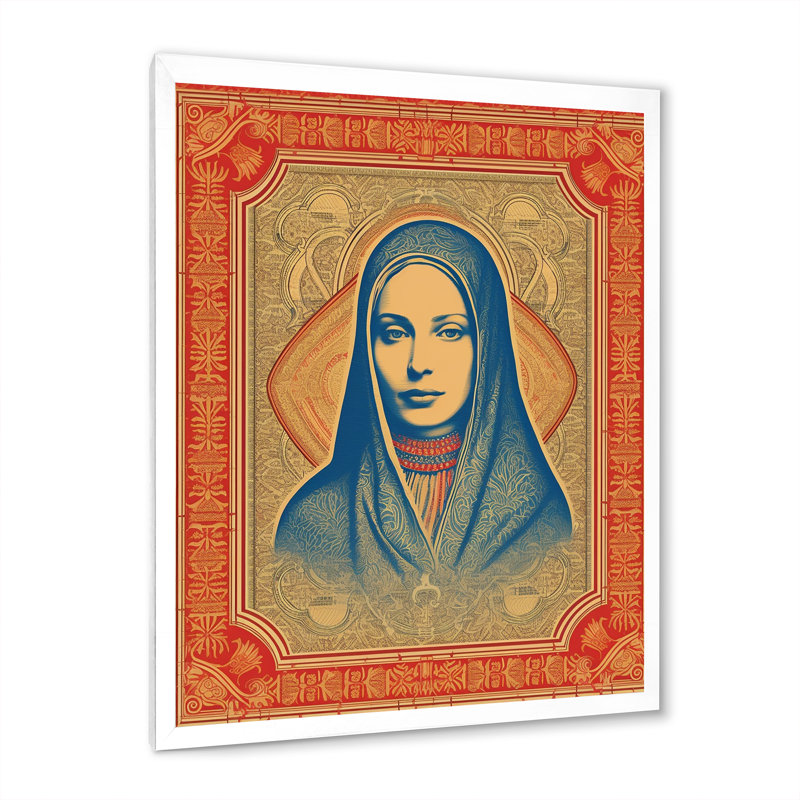 Illustration rétro de la Sainte-Marie - reproduction, H 44 po x l 34 po x P 1,5 po, Cadre simple blanc