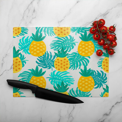 Pineapples Glass Chopping Board