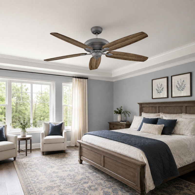 Ventilateur de plafond d'intérieur 60 po avec commande murale à 6 vitesses Hinkley Grander, Graphite