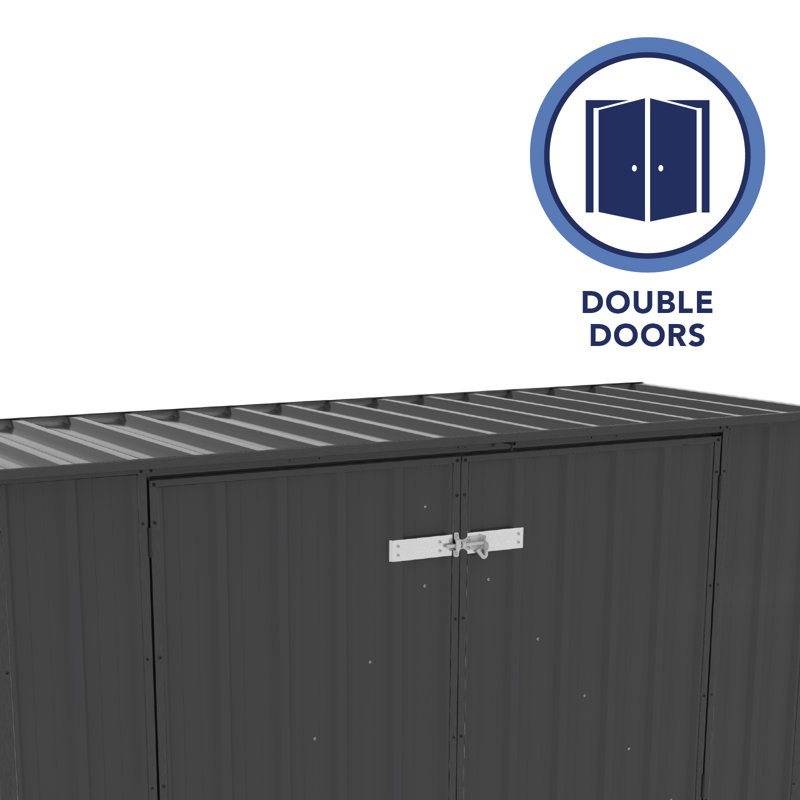 Monument Gray 7.5 Ft. x 2.5 Ft. Galvanized Steel Double Door Storage Shed