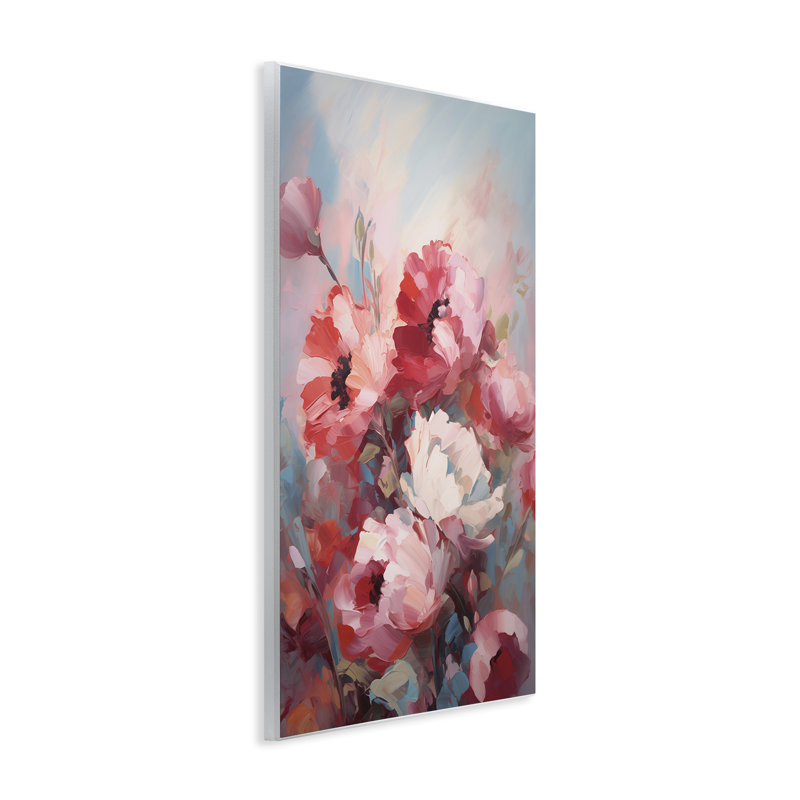 Art mural rouge et blanc par Gina Kelly, H 15 po x l 10 po