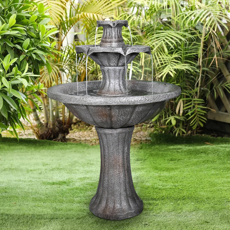 Fontaine cascade autoportante à 2 niveaux pour décoration de jardin extérieur