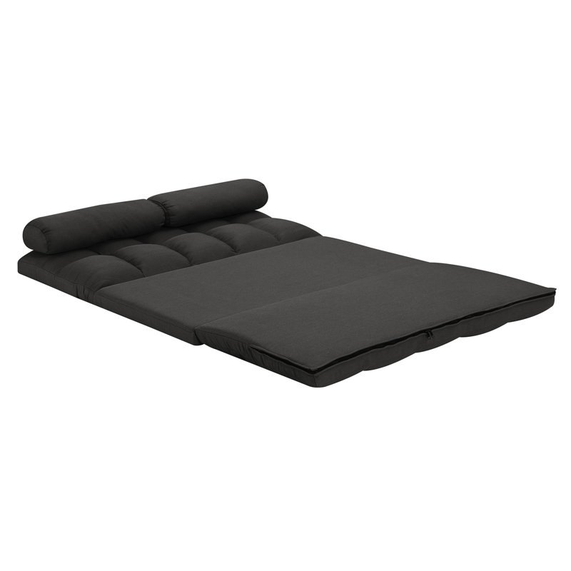 Tri-Fold Full / Double 44.5'' Upholstered Futon Chair, Gray Polyester