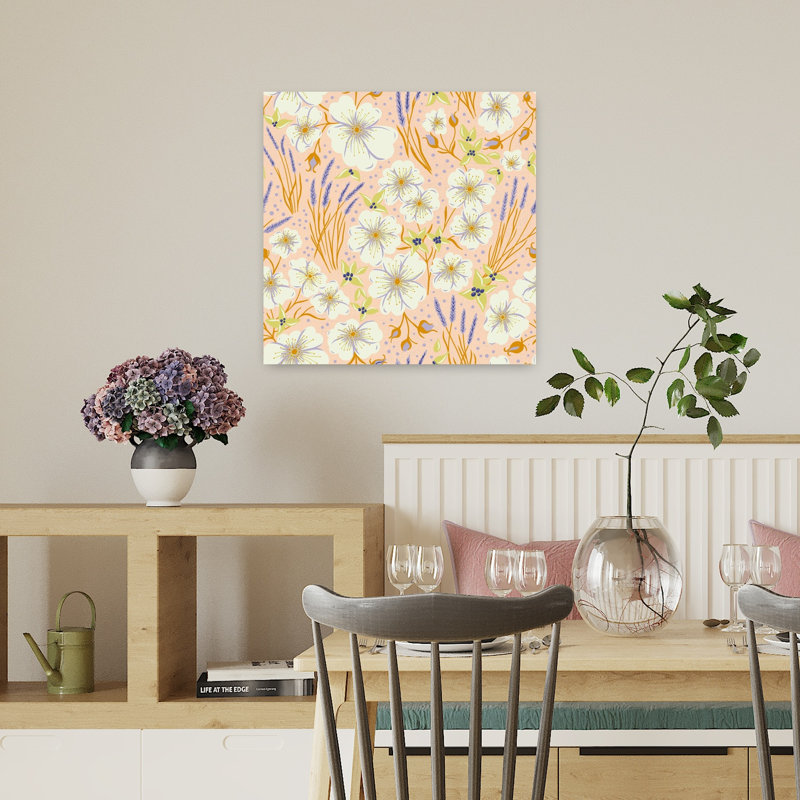 Art contemporain délicat printemps-été lavande, H 18 po x l 18 po