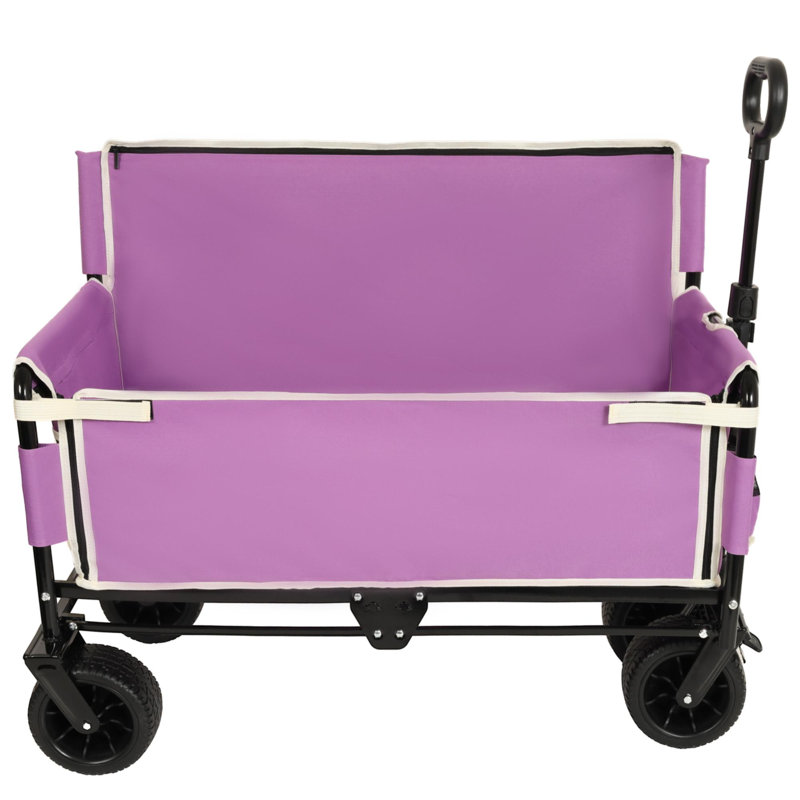 Chariot de chariot pliant convertible 3-en-1 avec banc et rangement - Chariot utilitaire robuste de 500 lb, Mauve