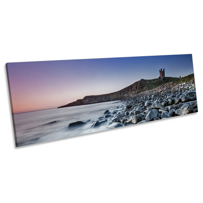 Dunstanbrugh Castle Scene Sunset by Unknow - Wrapped Canvas Panoramic Print, 60.96cm H x 182.88cm W x 4cm D