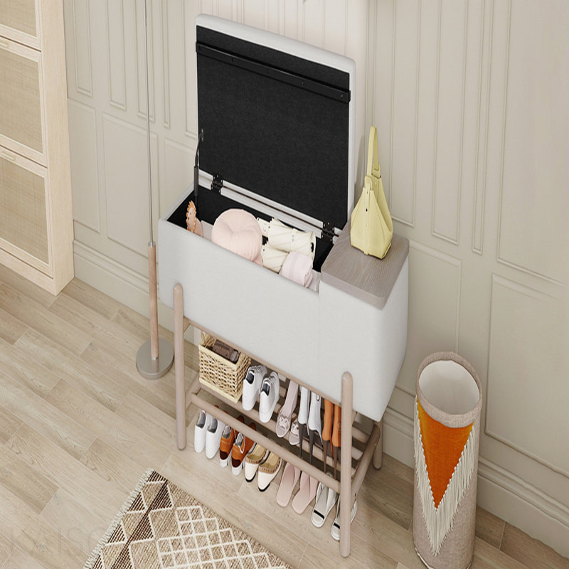 Banc de rangement rembourré pour le salon Farmhouse - Naturel