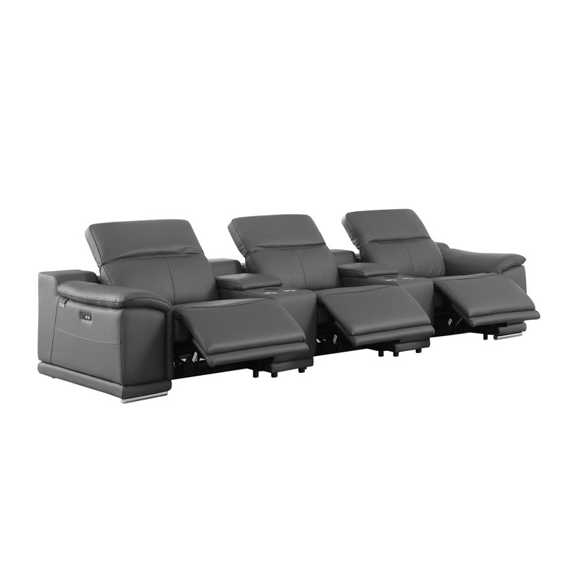 Siège de cinéma en cuir italien 3 pièces 3 pièces Lily, Gris foncé