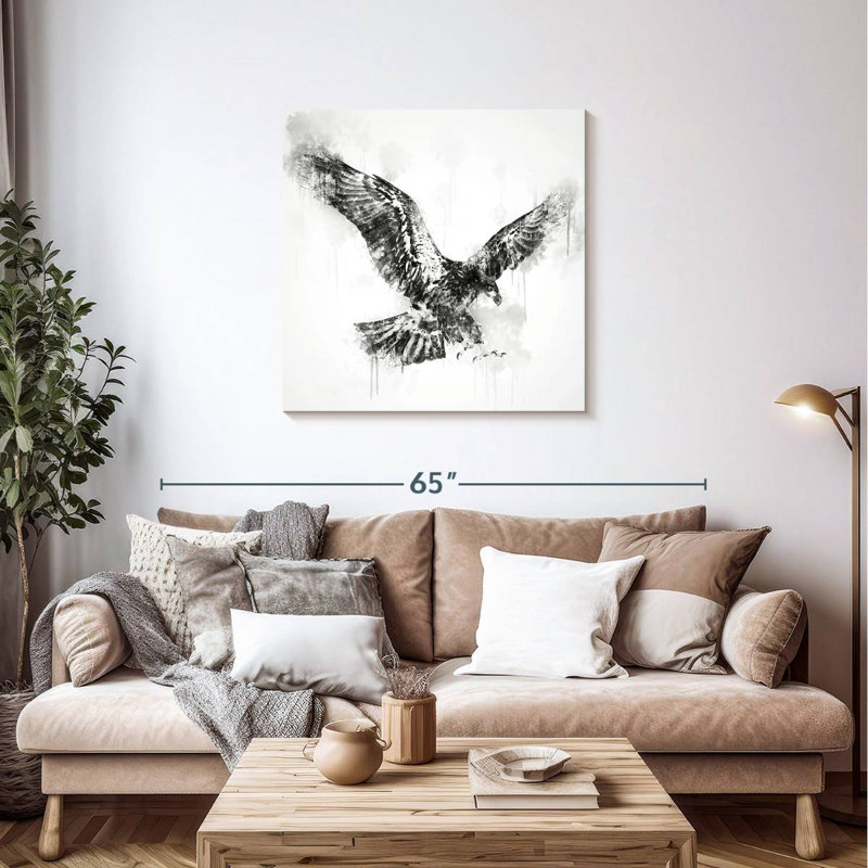 Brampt Eagle Flying Black And White, 36" H x 36" W