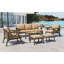 Ensemble de meubles de patio 6 pièces avec structure en acier, table en bois d'acacia et coussins confortables pour les rassemblements dans la cour et la piscine-81626121