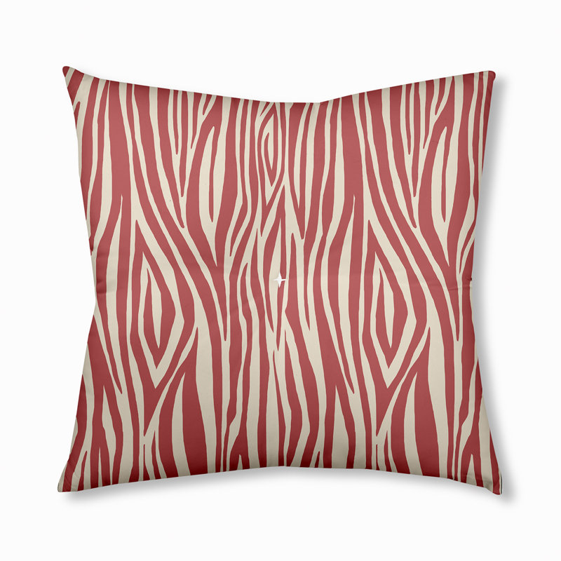 351_Oreiller de sol touffeté à rayures en bois, Corail, 30 po x 30 po