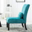 Fauteuil d'appoint en tissu chenille bleu sarcelle avec coussins tissés, base en bois massif-113167021