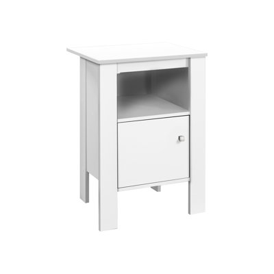 Table d'appoint Modern Living - stratifié blanc et rangement pratique avec armoire pour les espaces de chambre à coucher