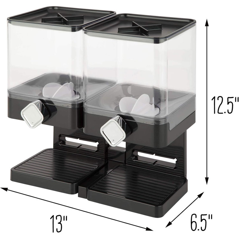 Distributeur compact d'aliments secs, double contrôle, Noir, noir, noir, noir