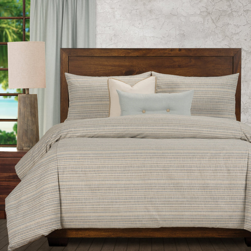 Polyester Baffle Box Stitch Striped Duvet Cover & Insert, King Duvet Cover 