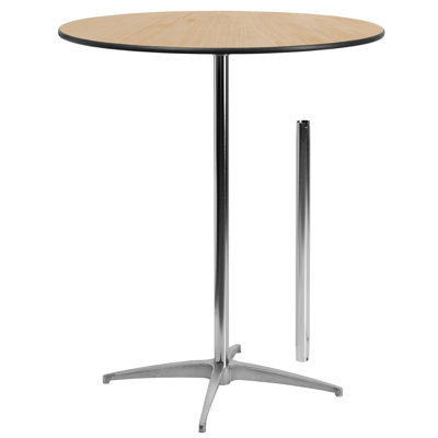 Marrel Round Wood Cocktail Table with Columns