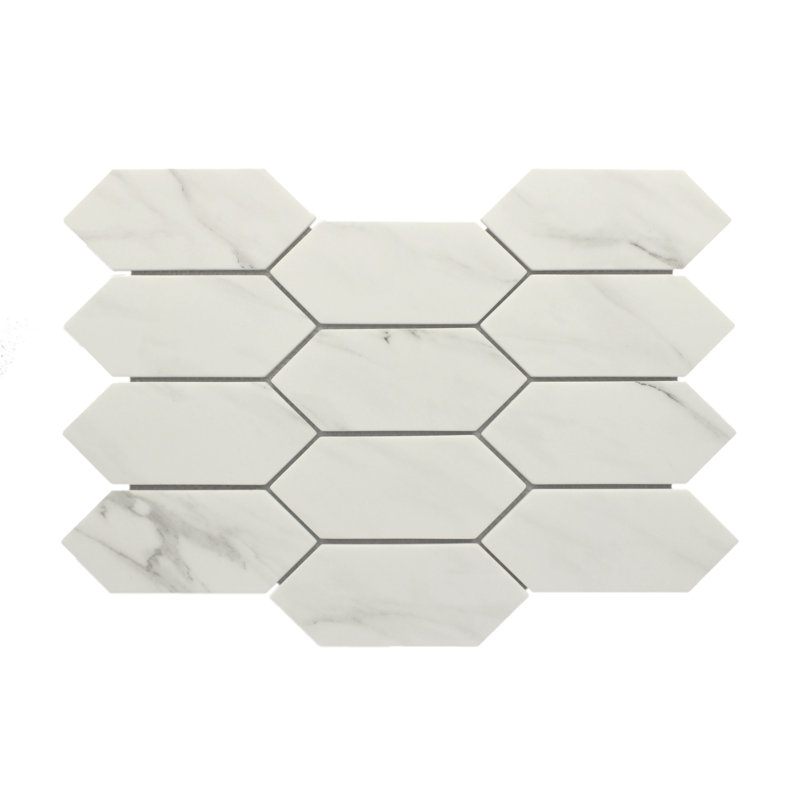 Carreau de mosaïque en verre pour mur et plancher, Calacatta blanc