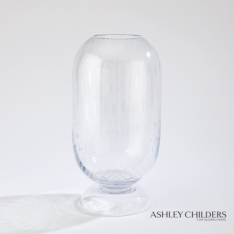 Ashton Vase-Clear Seeded-Short, 20" H x 10.75" W x 10.75" D