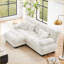 Canapé modulaire 2 places en forme de nuage avec repose-pieds convertible | Salon | Chenille blanche neige