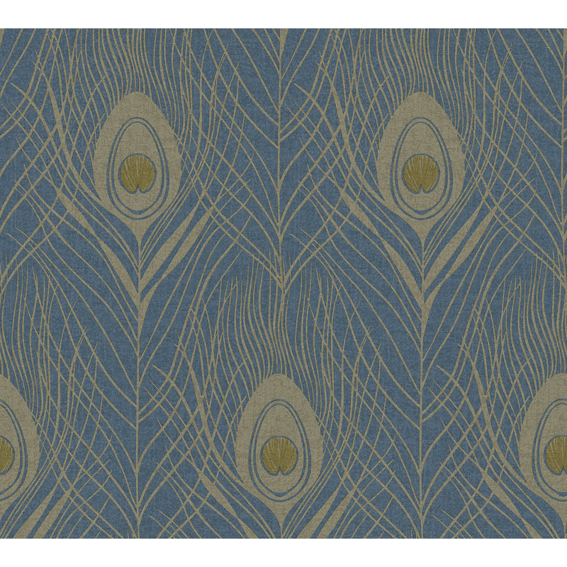 Rouleau de papier peint L 33 pi x l 20,9 po Swish Prosperity Feather, Bleu