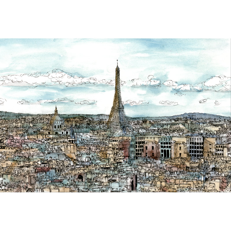 European Afternoon II - Painting, 20cm H x 30cm W,  Wrapped Canvas