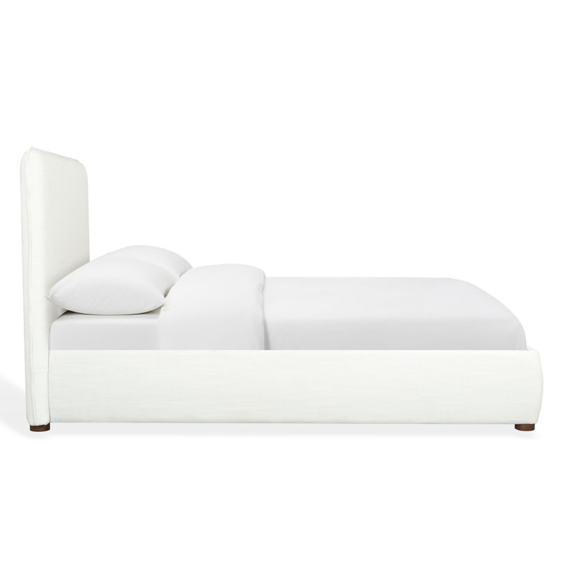 Callahan Upholstered Bed, Twin, White Linen