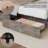 Bed Frame With 2-Tier Storage Headboard, Metal Platform Bed Frame With 4 Storage Drawers, Built In Charging Station And LED, Metal Support/No Box Spring Needed, Gray-41797382-41797404